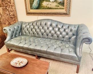 Tufted leather sofa