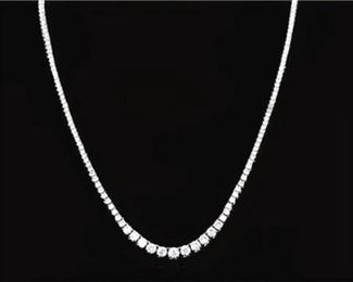 Eternity Diamond Necklace, 14K White Gold 7.6 CTW