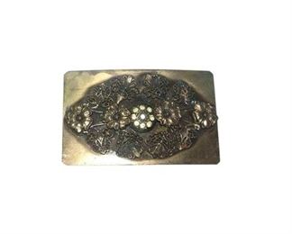 Victorian Brass Belt Buckle with SemiPrecious Stones