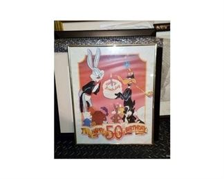 Vintage Framed Looney Tunes Happy 50th Birthday Poster