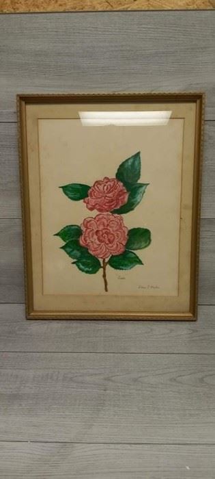 Signed Painting Rose