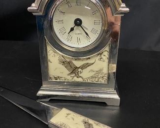 Eagle Table Clock and letter opened