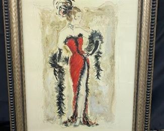 Lady in Red Dress Framed Artwork