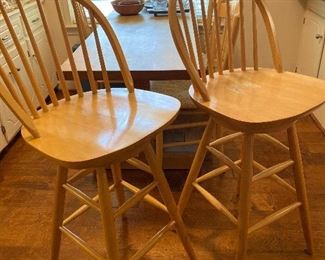 Light wood swivel bar stools