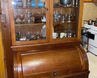 Stunning Antique Arts and Crafts Cylinder Secretary Desk