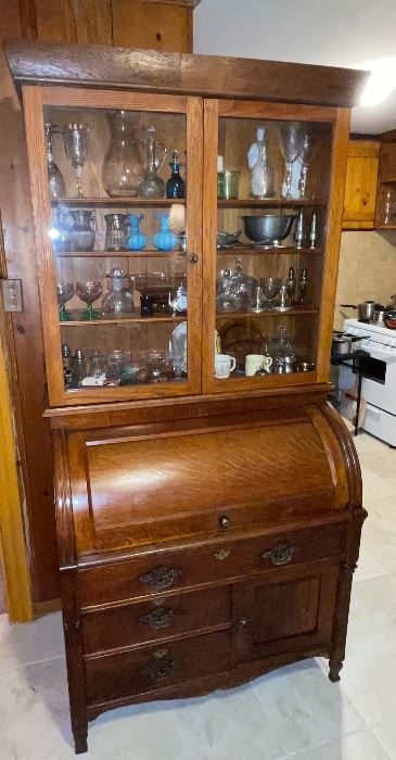 Stunning Antique Arts and Crafts Cylinder Secretary Desk