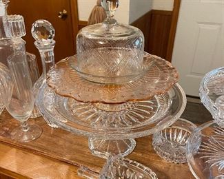 Pedestal Cake Plates, Wheel Cut Domed Butter, Wheelbarrow Crystal Sugar