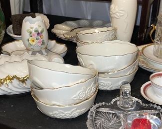 Roses Lenox bowls, Crystal Dish, Lenox Egg Plate, Lenox Vase