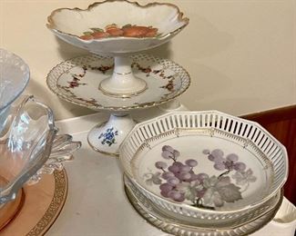 Pierced Bowls and Plated Hand Painted