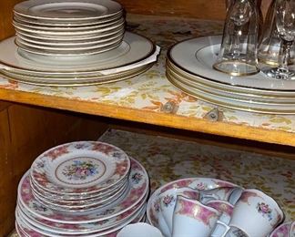 Haviland a-gold Edge China and Richwood Pink Rose Dishes