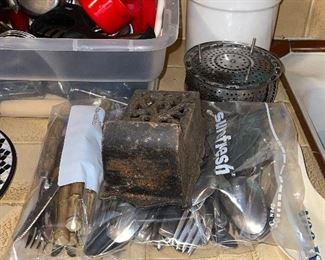 Cast Iron Match Holder, Stainless Steel Flatware Silverware