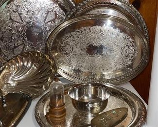 Pierced Round Silver-Plate Serving Trays
