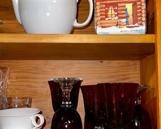 Cambridge Claret Ruby Stem Goblets