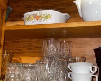 Godinger Rocks glasses, Vintage Jelly Jars, Spice of Life Casserole Corning Ware