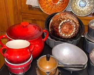 La Creuset Large Bean pot, Aluminum Egg Pan, Copper Molds