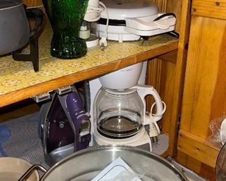 Large Stainless Steel Warming Pan, Nice Iron, Mr Coffee Coffee Pot, Sandwich Press