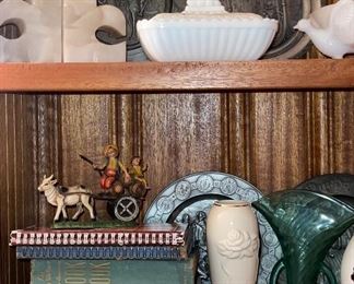 Alabaster Bookends, Lenox Vase, Vintage Cookbooks, Milk Glass Covered Candy Dish