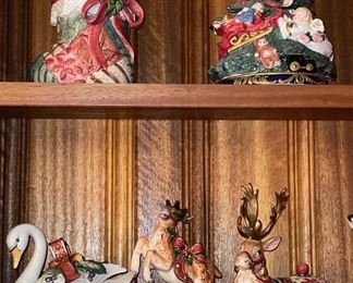 Fitz and Floyd Swan, Christmas Stocking and Christmas Tree  Cookie Jars