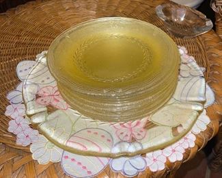 EAPG Yellow Cake plate and Dessert Plates