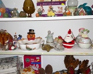 Fitz Floyd Salt Pepper Shakers, Fitz and Floyd Tumbling Rabbits, Fair Lamp, Charming Tails Figurines 