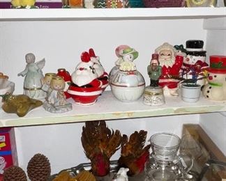 Glass Bunny Dish, Vintage Santa, Large Serving Tray