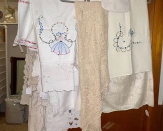 Lace Tablecloth, Embroidered Linens