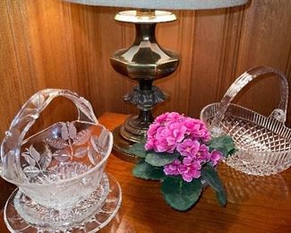 Crystal Baskets, Solid Brass Lamps