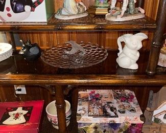 Bamboo Style Sofa Table Two Sizes, Lenox Angle Dish, Bunny Pitcher, Ardalt Figurines