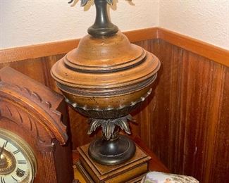 Wooden and Brass Lamps, Limoge Style Trinket Box 