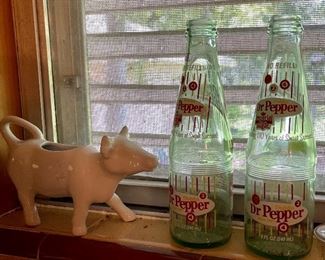 Vintage Dr Pepper Bottles Texas, Cow Creamer