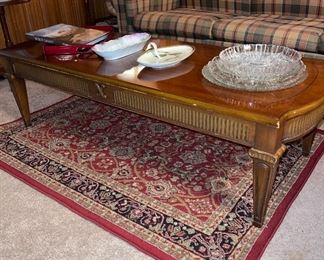 Coffee Table, Red Area Rug