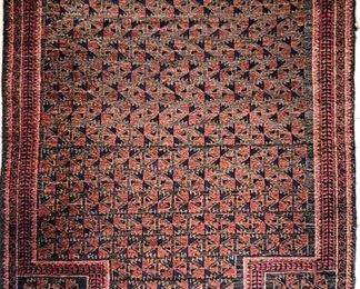 CPT0011: Chodor Prayer Rug.  19th c., Heavy wear to fringe at one end.  54" x 37" 