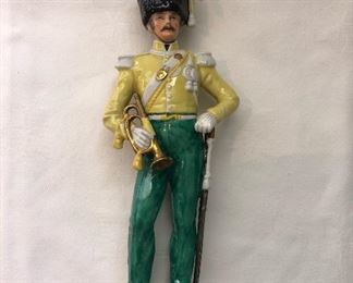 CCS0005:  Sitzendorf Marked Porcelain 9” Military Napoleon Figurine “Chasser a’ Chevalier 1831” 