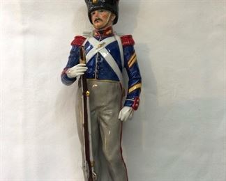 CCS0006:  Sitzendorf Marked Porcelain 9” Military Napoleon Figurine “Grenadier du Regiment d’Elite 1845” (As is) 
