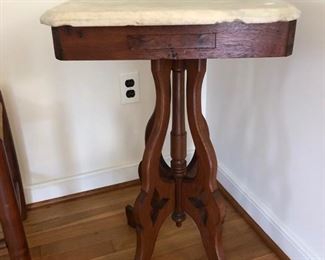 Walnut marble top parlor table C. 1880