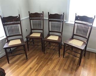 Four walnut Victorian dining chairs