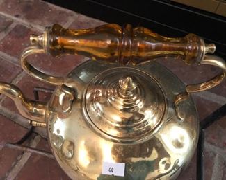 19 Century Brass tea kettle 8"H and trivet