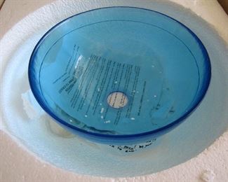 Pair of glass sinks in cobalt blue