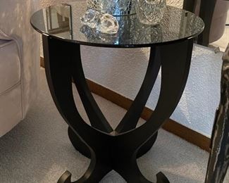Glass and Black End Table