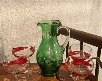 Pitcher and drinking glasses