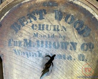 Antique Six Gallon Bent Wood Churn No. 1 By M. Brown & Co Wapakometa, Ohio

