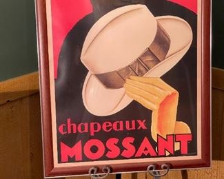Chapeaux Mossant Framed Advertising Wall Art with Metal Easel