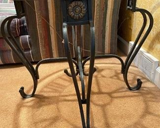 Wrought Iron Side Table with Clock Face

