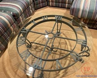 Wrought Iron Coffee Table with Clock Face
