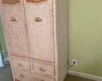 Pier One Jamaica Collection Wicker Rattan Entertainment Armoire