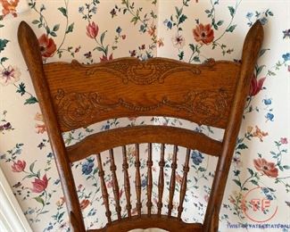 Antique Wood Chair with Cane Seat