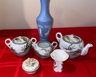 Japanese China Tea Set with Greek Vase