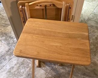3 Wooden TV Trays with Holder