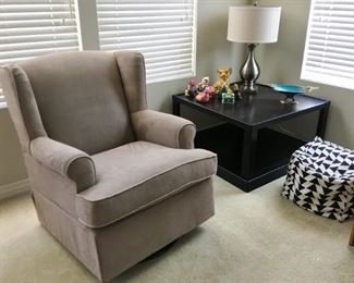 Newer upholstered rocking chair. Corner or coffee table