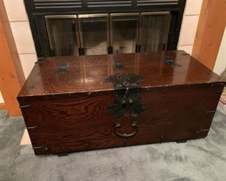 Beautiful Vintage Heavy Duty Trunk Chest in really nice vintage condition with heavy and detailed attractive hardware